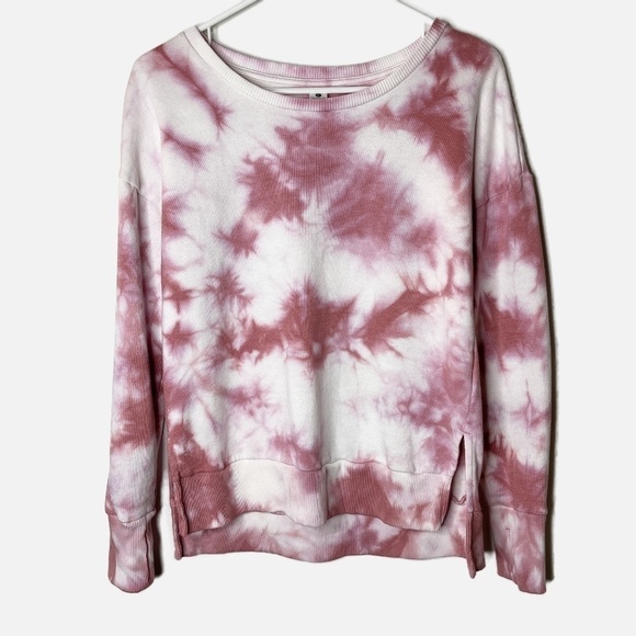 90 Degree by Reflex Women's Sweatshirt Size S Pink Tie Dye Crewneck Pullover - Picture 1 of 5